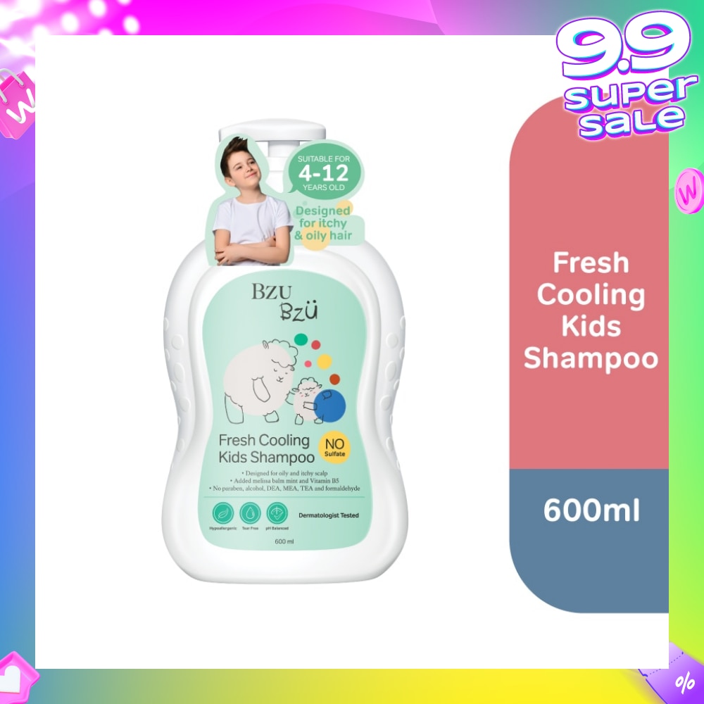 Bzu Bzu Fresh Cooling Kids Shampoo 600ml (For Oily & Itchy scalp)<BR>