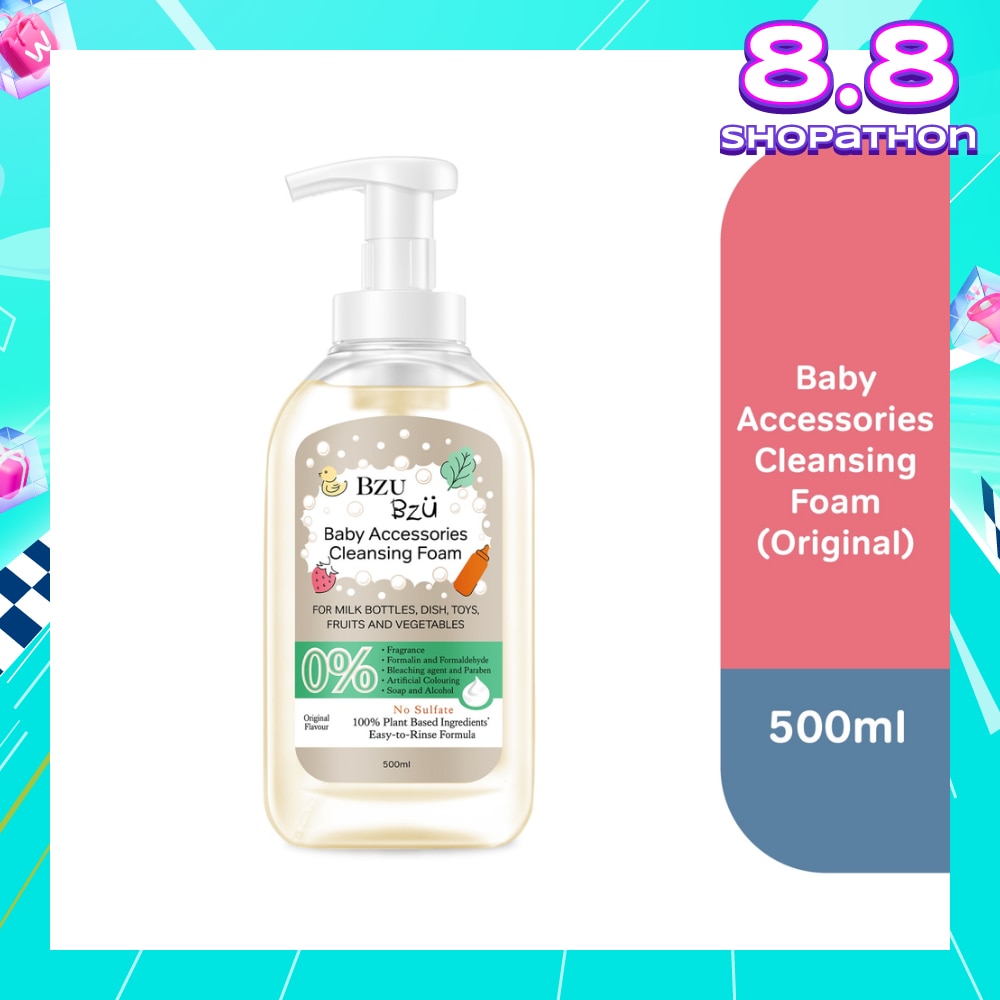 Baby Accessories Cleansing Foam 100% Plant Based Ingredients Easy to Rinse Formula Original Flavour (Suitable for Milk Bottles Dish Toys Fruits & Vegetables) 500ml