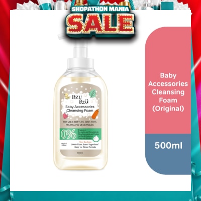 BZU BZU - Baby Accessories Cleansing Foam 100% Plant Based Ingredients Easy to Rinse Formula Original Flavour (Suitable for Milk Bottles Dish Toys Fruits & Vegetables) 500ml