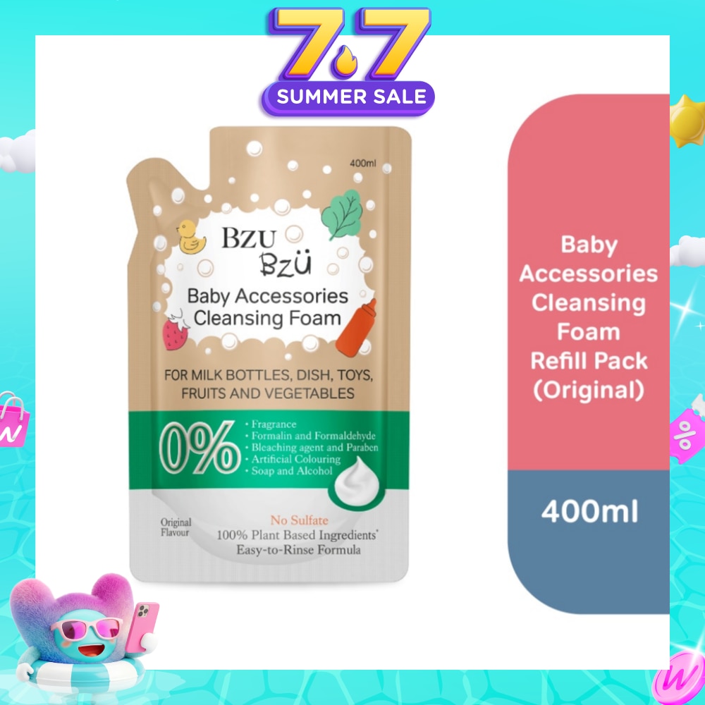 Baby Accessories Cleansing Foam 100% Plant Based Ingredients Easy to Rinse Formula Original Flavour Refill (Suitable for Milk Bottles Dish Toys Fruits & Vegetables) 400ml