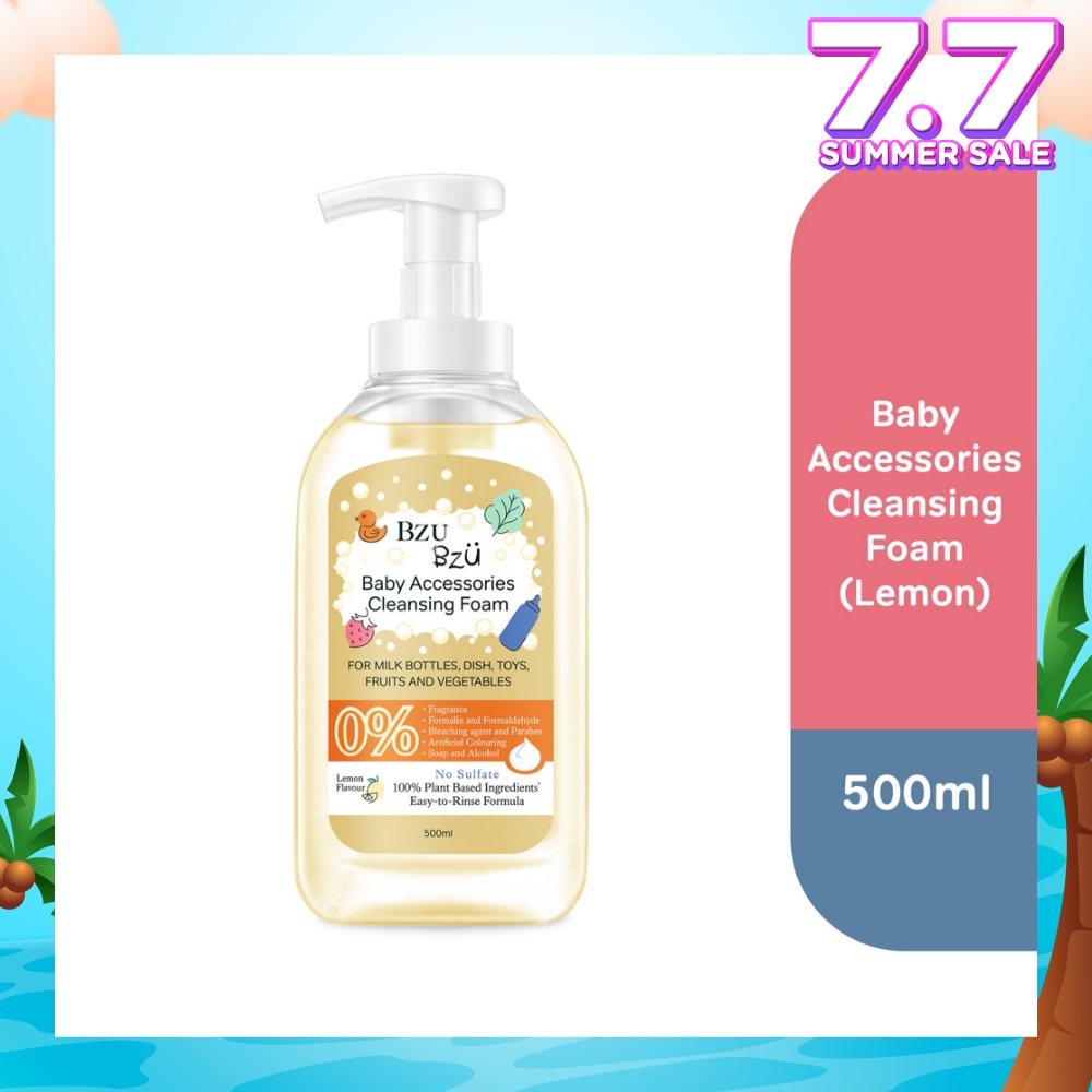 Baby Accessories Cleansing Foam 100% Plant Based Ingredients Easy to Rinse Formula Lemon Flavour (Suitable for Milk Bottles Dish Toys Fruits & Vegetables) 500ml
