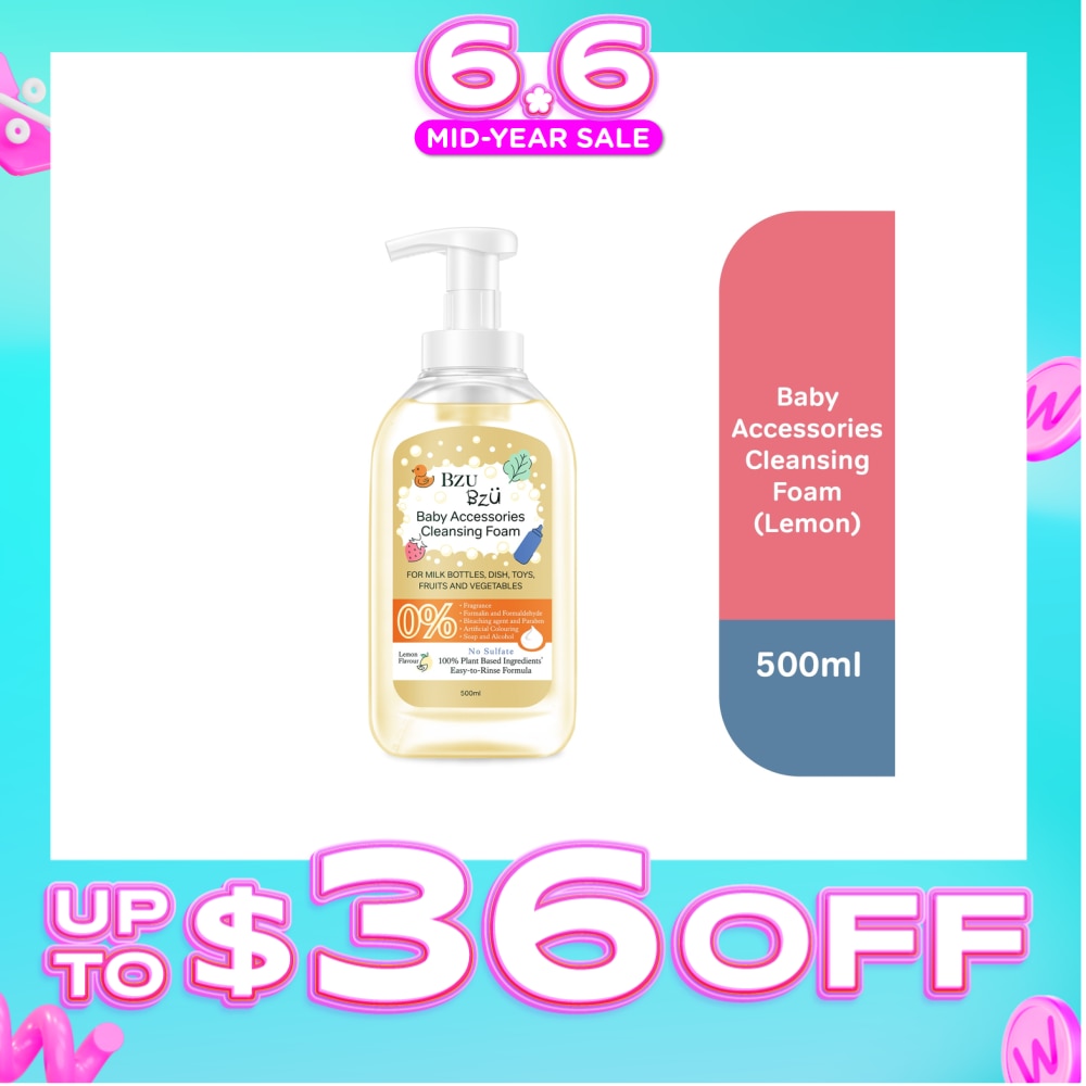 Baby Accessories Cleansing Foam 100% Plant Based Ingredients Easy to Rinse Formula Lemon Flavour (Suitable for Milk Bottles Dish Toys Fruits & Vegetables) 500ml