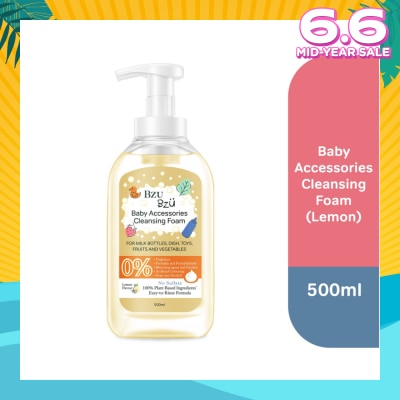 BZU BZU Baby Accessories Cleansing Foam 100% Plant Based Ingredients Easy to Rinse Formula Lemon Flavour (Suitable for Milk Bottles Dish Toys Fruits & Vegetables) 500ml