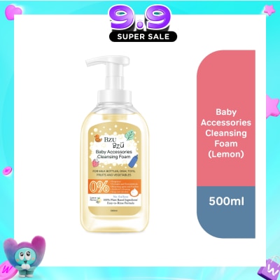 BZU BZU - Baby Accessories Cleansing Foam 100% Plant Based Ingredients Easy to Rinse Formula Lemon Flavour (Suitable for Milk Bottles Dish Toys Fruits & Vegetables) 500ml image
