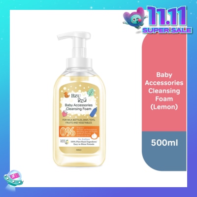 BZU BZU Baby Accessories Cleansing Foam 100% Plant Based Ingredients Easy to Rinse Formula Lemon Flavour (Suitable for Milk Bottles Dish Toys Fruits & Vegetables) 500ml