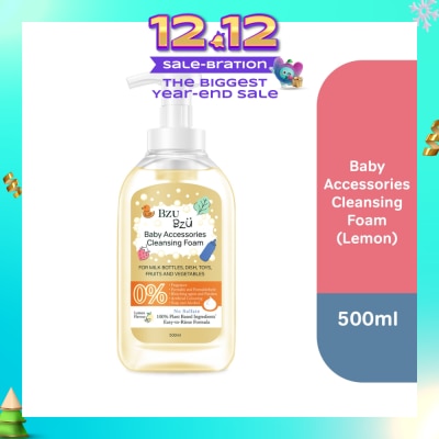 BZU BZU Baby Accessories Cleansing Foam 100% Plant Based Ingredients Easy to Rinse Formula Lemon Flavour (Suitable for Milk Bottles Dish Toys Fruits & Vegetables) 500ml