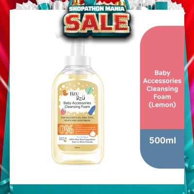 BZU BZU - Baby Accessories Cleansing Foam 100% Plant Based Ingredients Easy to Rinse Formula Lemon Flavour (Suitable for Milk Bottles Dish Toys Fruits & Vegetables) 500ml