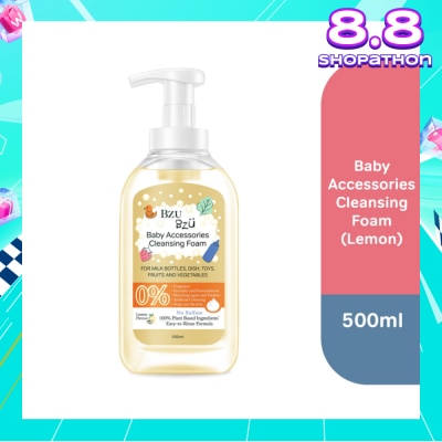 BZU BZU Baby Accessories Cleansing Foam 100% Plant Based Ingredients Easy to Rinse Formula Lemon Flavour (Suitable for Milk Bottles Dish Toys Fruits & Vegetables) 500ml
