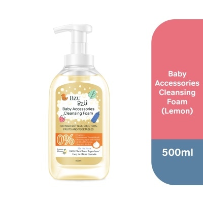 BZU BZU Baby Accessories Cleansing Foam 100% Plant Based Ingredients Easy to Rinse Formula Lemon Flavour (Suitable for Milk Bottles Dish Toys Fruits & Vegetables) 500ml