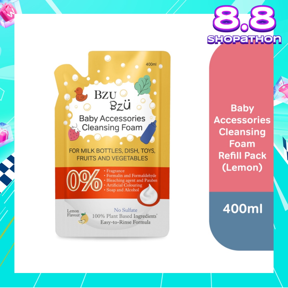Baby Accessories Cleansing Foam 100% Plant Based Ingredients Easy to Rinse Formula Lemon Flavour Refill (Suitable for Milk Bottles Dish Toys Fruits & Vegetables) 400ml