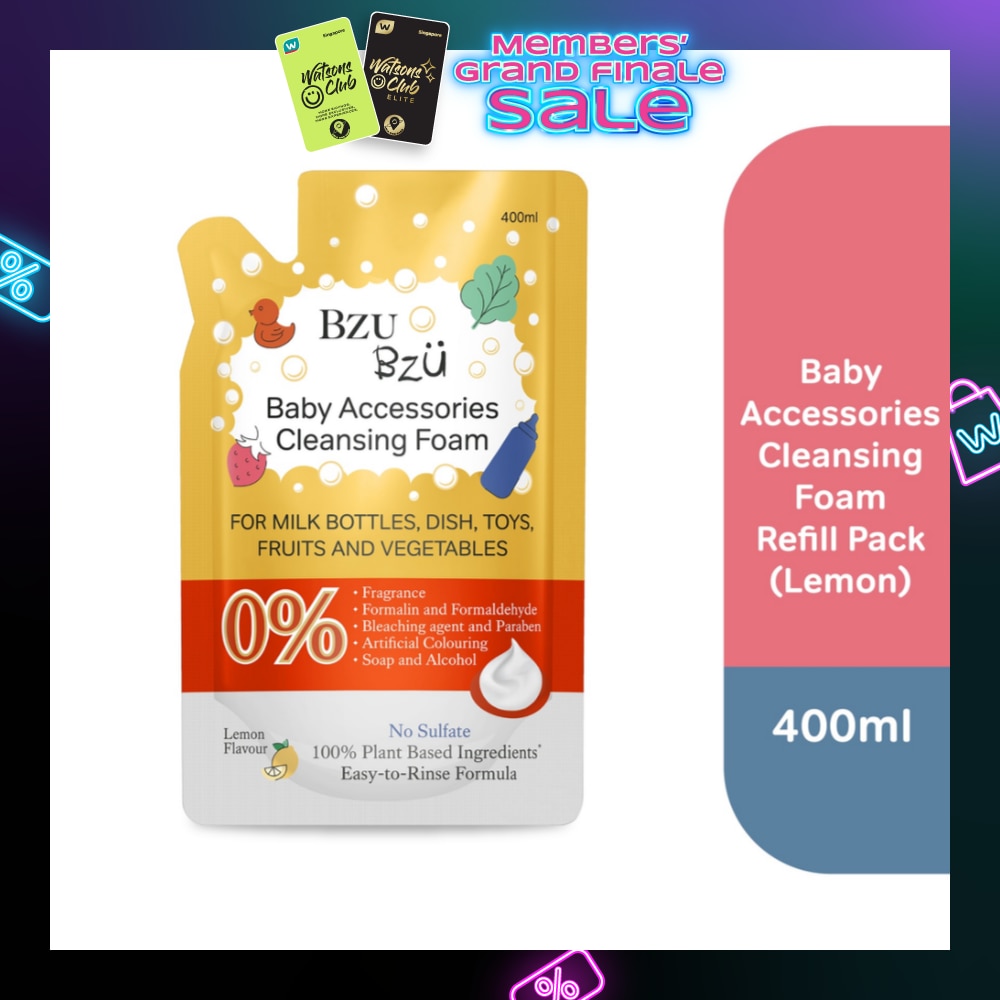 Baby Accessories Cleansing Foam 100% Plant Based Ingredients Easy to Rinse Formula Lemon Flavour Refill (Suitable for Milk Bottles Dish Toys Fruits & Vegetables) 400ml