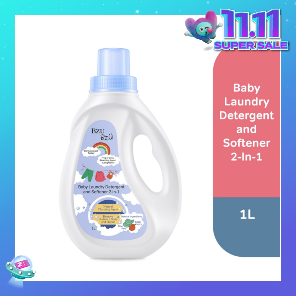 2 in 1 Baby Laundry Detergent and Softener Natural Cleansing Agent (Remove Stubborn Stain & Odour) 1L