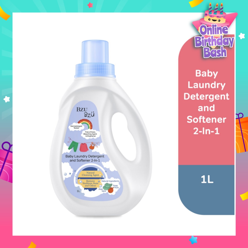 2 in 1 Baby Laundry Detergent and Softener Natural Cleansing Agent (Remove Stubborn Stain & Odour) 1L