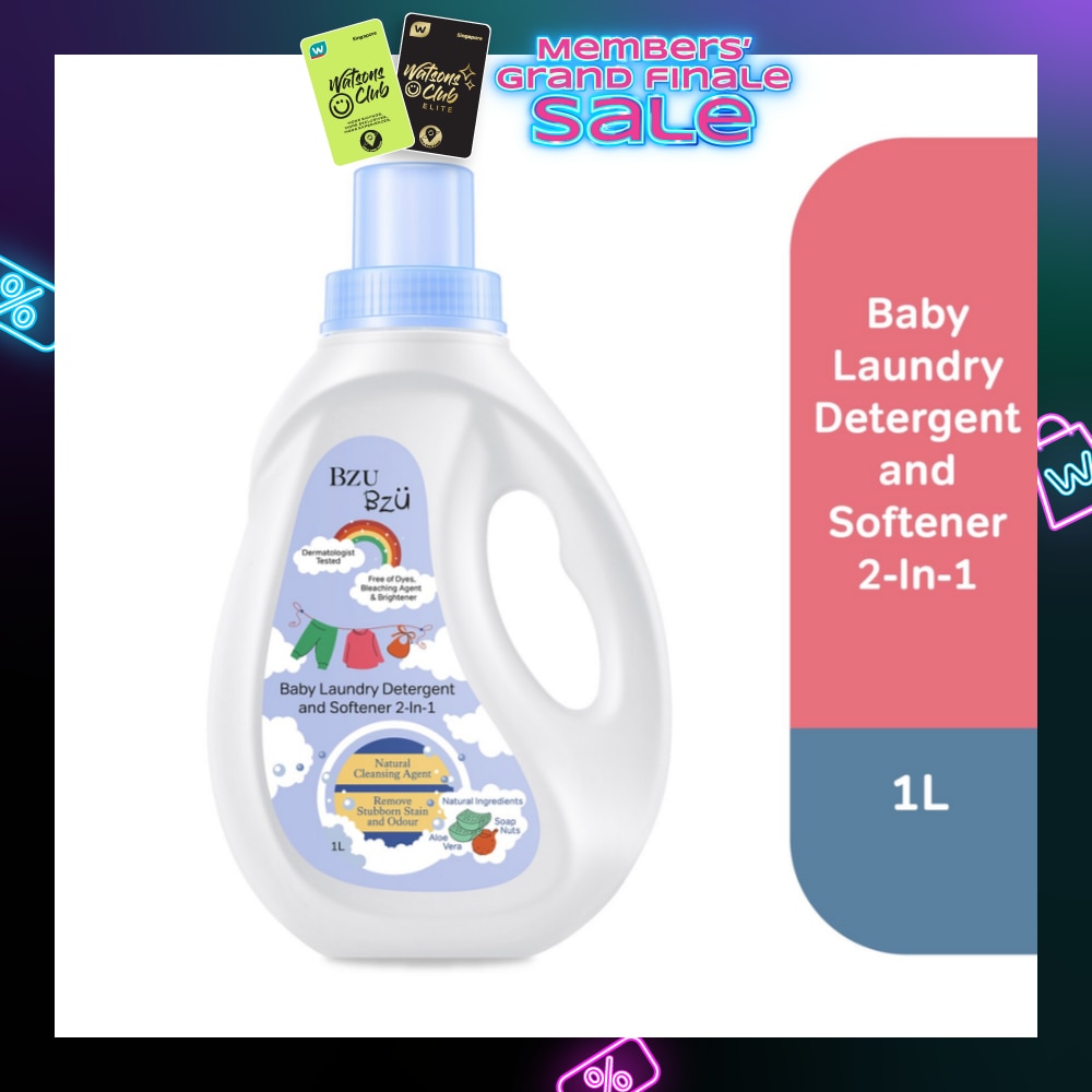 2 in 1 Baby Laundry Detergent and Softener Natural Cleansing Agent (Remove Stubborn Stain & Odour) 1L