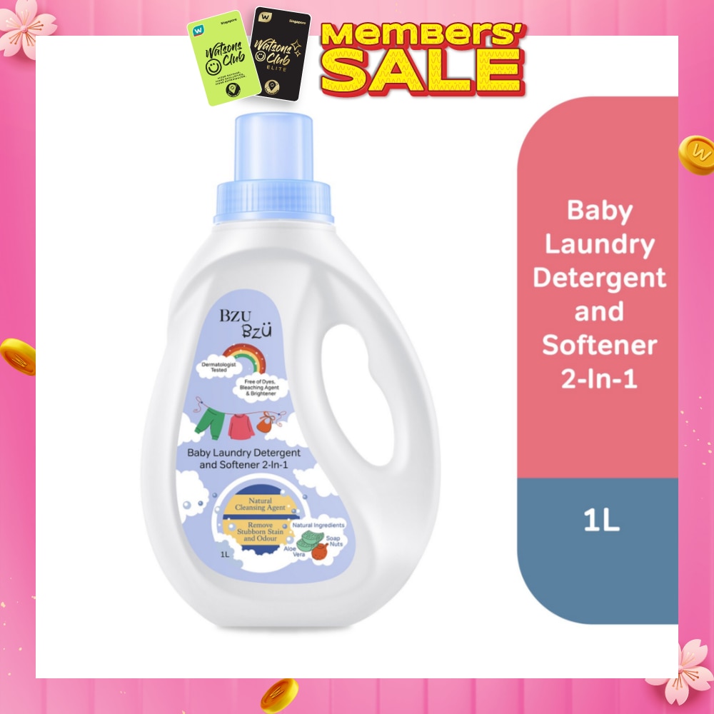 2 in 1 Baby Laundry Detergent and Softener Natural Cleansing Agent (Remove Stubborn Stain & Odour) 1L