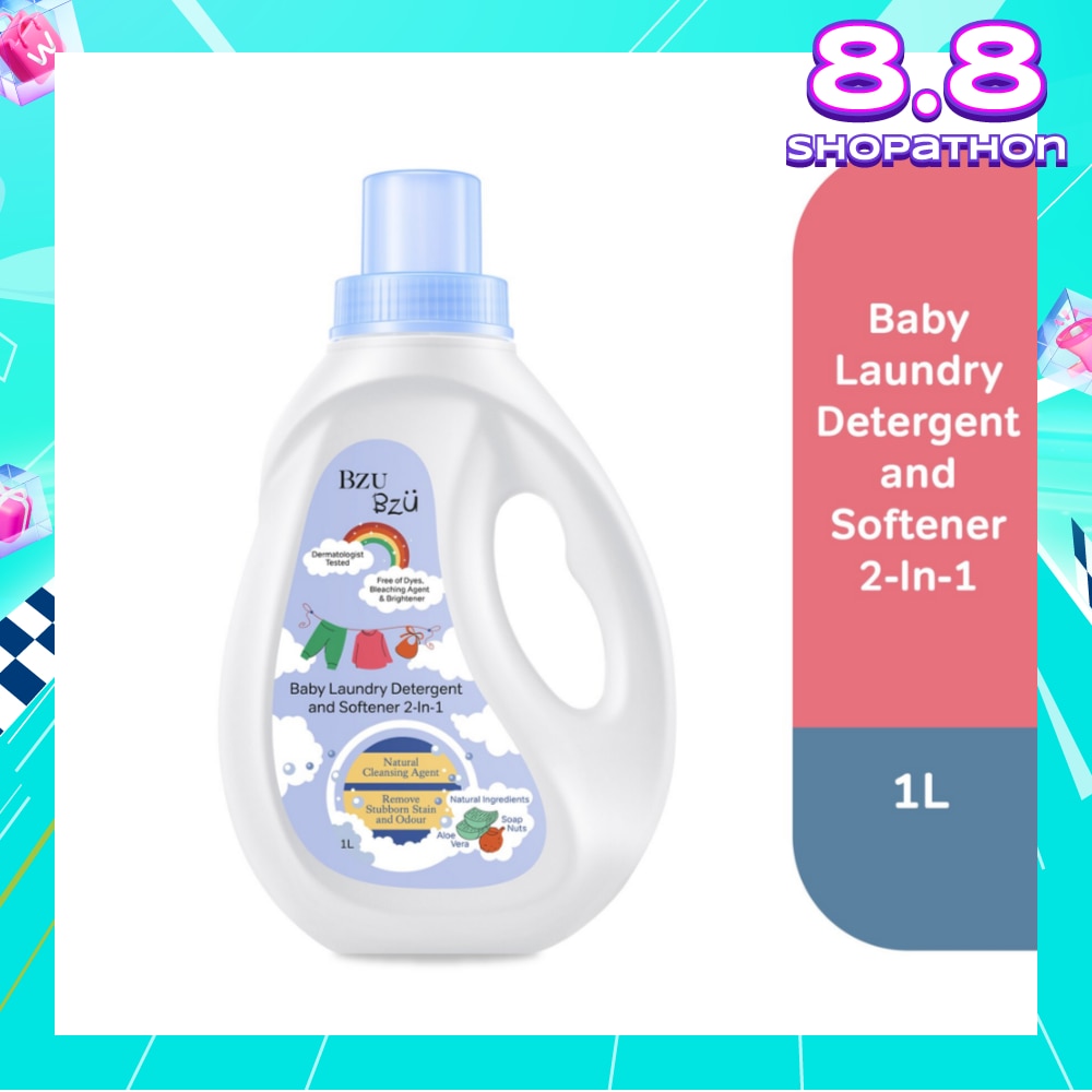 2 in 1 Baby Laundry Detergent and Softener Natural Cleansing Agent (Remove Stubborn Stain & Odour) 1L