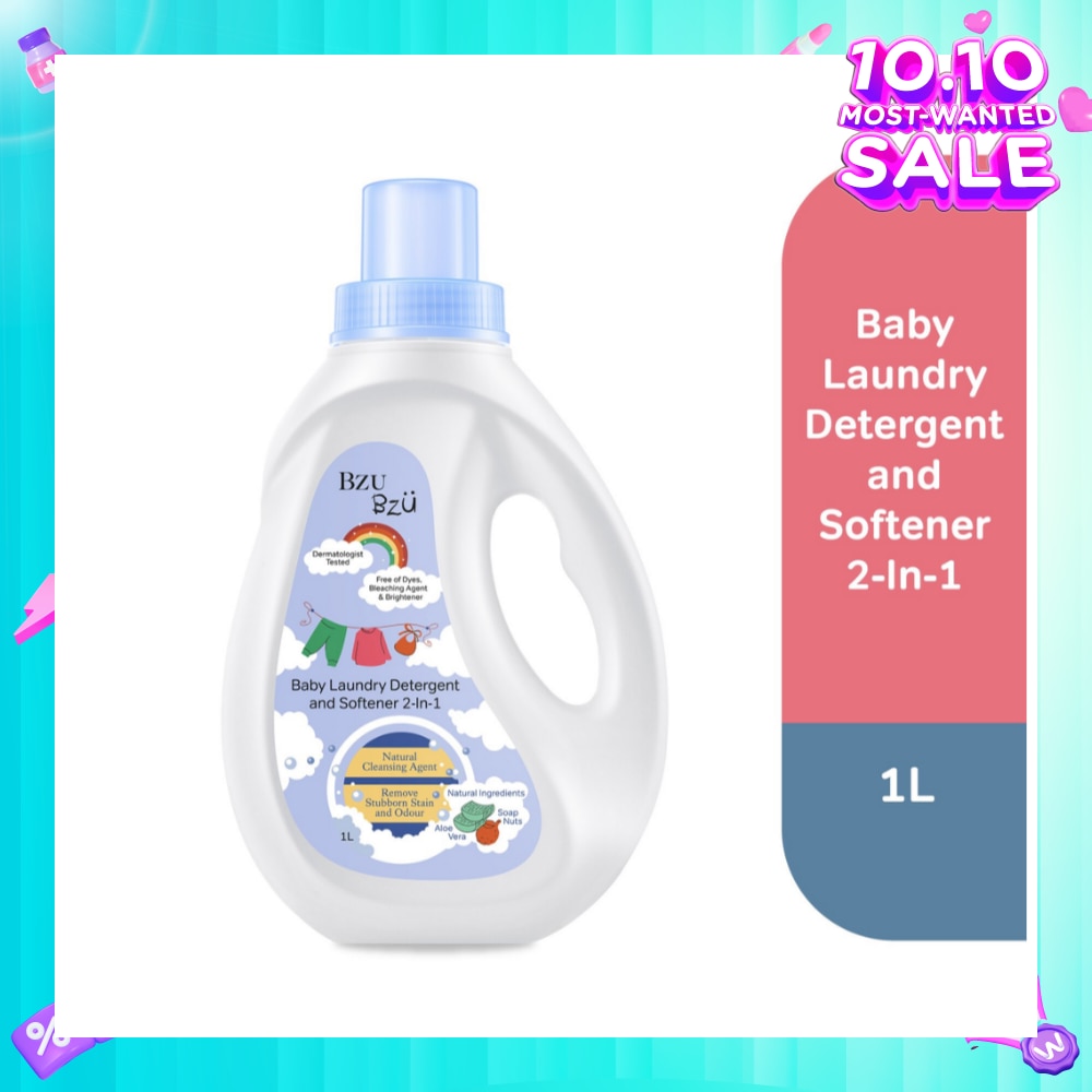 2 in 1 Baby Laundry Detergent and Softener Natural Cleansing Agent (Remove Stubborn Stain & Odour) 1L