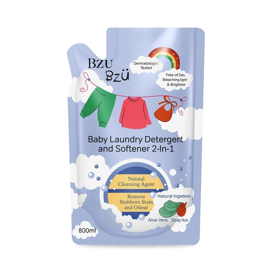 2 in 1 Baby Laundry Detergent and Softener Natural Cleansing Agent Refill (Remove Stubborn Stain & Odour) 800ml