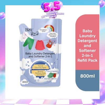 BZU BZU - 2 in 1 Baby Laundry Detergent and Softener Natural Cleansing Agent Refill (Remove Stubborn Stain & Odour) 800ml
