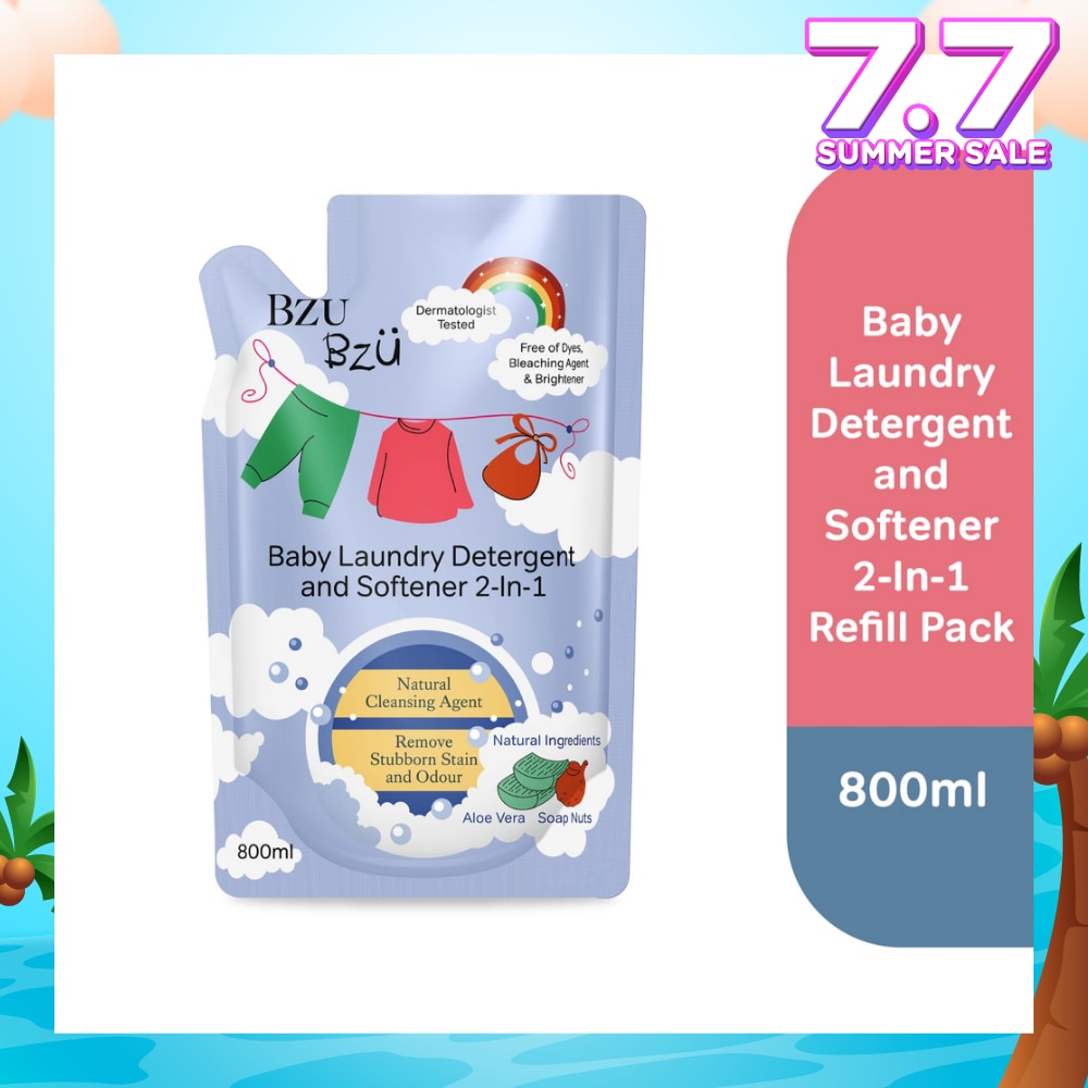 2 in 1 Baby Laundry Detergent and Softener Natural Cleansing Agent Refill (Remove Stubborn Stain & Odour) 800ml