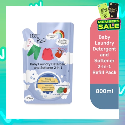 BZU BZU 2 in 1 Baby Laundry Detergent and Softener Natural Cleansing Agent Refill (Remove Stubborn Stain & Odour) 800ml