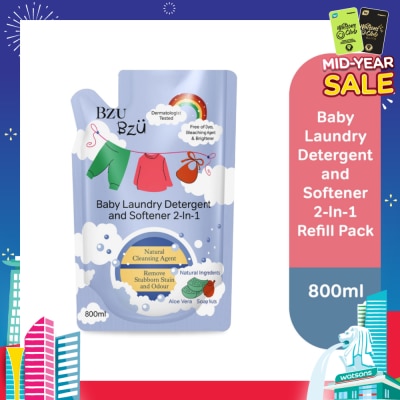 BZU BZU 2 in 1 Baby Laundry Detergent and Softener Natural Cleansing Agent Refill (Remove Stubborn Stain & Odour) 800ml