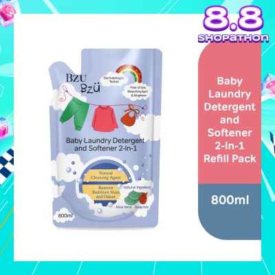 BZU BZU 2 in 1 Baby Laundry Detergent and Softener Natural Cleansing Agent Refill (Remove Stubborn Stain & Odour) 800ml