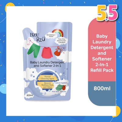 BZU BZU 2 in 1 Baby Laundry Detergent and Softener Natural Cleansing Agent Refill (Remove Stubborn Stain & Odour) 800ml
