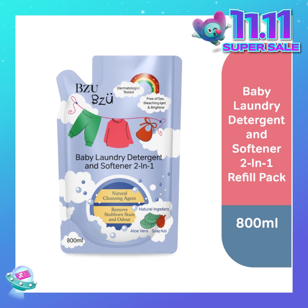 2 in 1 Baby Laundry Detergent and Softener Natural Cleansing Agent Refill (Remove Stubborn Stain & Odour) 800ml