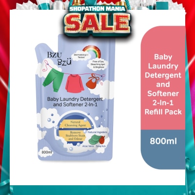 BZU BZU - 2 in 1 Baby Laundry Detergent and Softener Natural Cleansing Agent Refill (Remove Stubborn Stain & Odour) 800ml