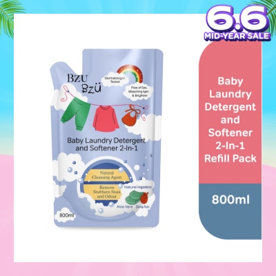 BZU BZU 2 in 1 Baby Laundry Detergent and Softener Natural Cleansing Agent Refill (Remove Stubborn Stain & Odour) 800ml