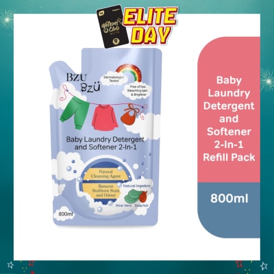 BZU BZU - 2 in 1 Baby Laundry Detergent and Softener Natural Cleansing Agent Refill (Remove Stubborn Stain & Odour) 800ml