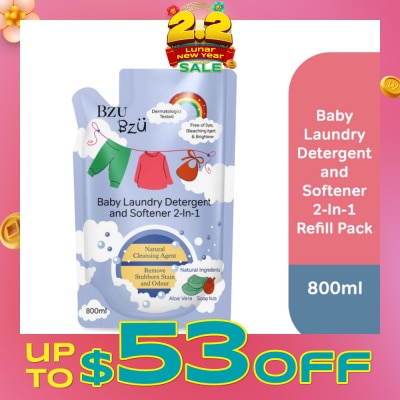 BZU BZU 2 in 1 Baby Laundry Detergent and Softener Natural Cleansing Agent Refill (Remove Stubborn Stain & Odour) 800ml