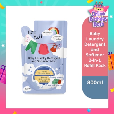 BZU BZU 2 in 1 Baby Laundry Detergent and Softener Natural Cleansing Agent Refill (Remove Stubborn Stain & Odour) 800ml