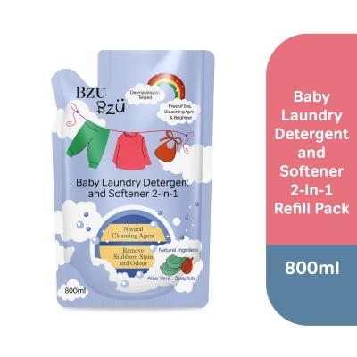 BZU BZU 2 in 1 Baby Laundry Detergent and Softener Natural Cleansing Agent Refill (Remove Stubborn Stain & Odour) 800ml