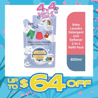 BZU BZU - 2 in 1 Baby Laundry Detergent and Softener Natural Cleansing Agent Refill (Remove Stubborn Stain & Odour) 800ml