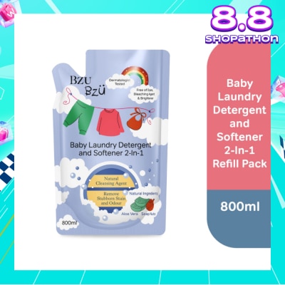 BZU BZU 2 in 1 Baby Laundry Detergent and Softener Natural Cleansing Agent Refill (Remove Stubborn Stain & Odour) 800ml