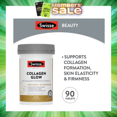 SWISSE - Collagen Glow Tablet with Collagen Peptides & Vitamin C (Supports Collagen Formation Skin Elasticity & Firmness) 90s
