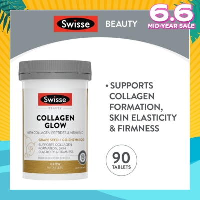 SWISSE Collagen Glow Tablet with Collagen Peptides & Vitamin C (Supports Collagen Formation Skin Elasticity & Firmness) 90s