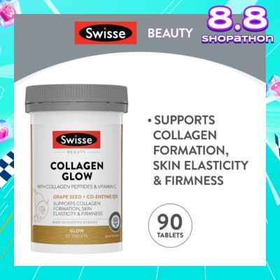 SWISSE Collagen Glow Tablet with Collagen Peptides & Vitamin C (Supports Collagen Formation Skin Elasticity & Firmness) 90s