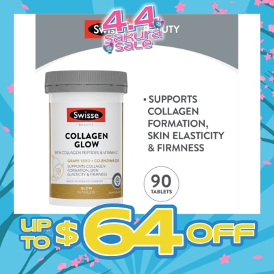 SWISSE - Collagen Glow Tablet with Collagen Peptides & Vitamin C (Supports Collagen Formation Skin Elasticity & Firmness) 90s