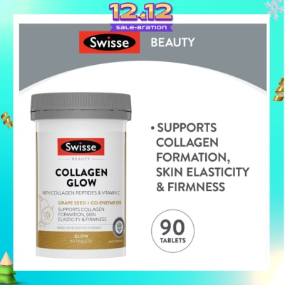 SWISSE Collagen Glow Tablet with Collagen Peptides & Vitamin C (Supports Collagen Formation Skin Elasticity & Firmness) 90s