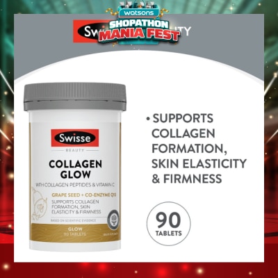 SWISSE - Collagen Glow Tablet with Collagen Peptides & Vitamin C (Supports Collagen Formation Skin Elasticity & Firmness) 90s (Expiry: Apr`2027)