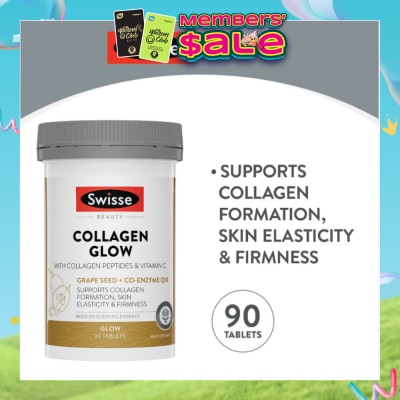 SWISSE - Collagen Glow Tablet with Collagen Peptides & Vitamin C (Supports Collagen Formation Skin Elasticity & Firmness) 90s