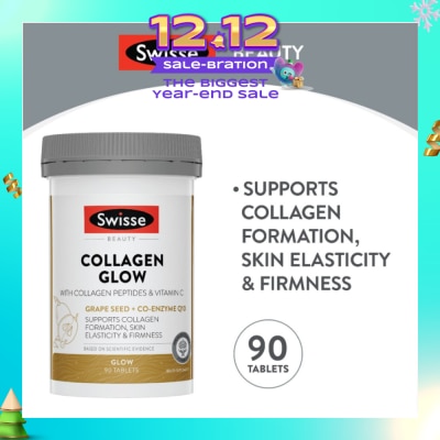 SWISSE Collagen Glow Tablet with Collagen Peptides & Vitamin C (Supports Collagen Formation Skin Elasticity & Firmness) 90s