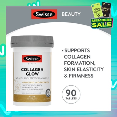 SWISSE Collagen Glow Tablet with Collagen Peptides & Vitamin C (Supports Collagen Formation Skin Elasticity & Firmness) 90s