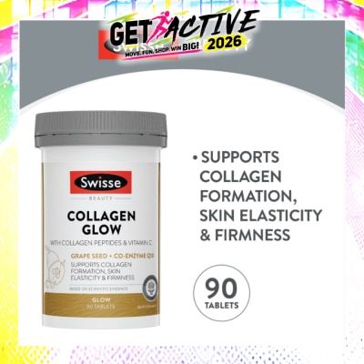 SWISSE - Collagen Glow Tablet with Collagen Peptides & Vitamin C (Supports Collagen Formation Skin Elasticity & Firmness) 90s image