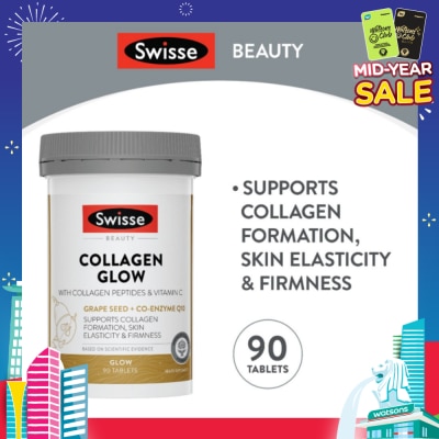 SWISSE Collagen Glow Tablet with Collagen Peptides & Vitamin C (Supports Collagen Formation Skin Elasticity & Firmness) 90s