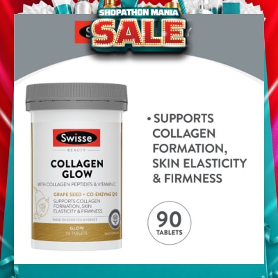 SWISSE - Collagen Glow Tablet with Collagen Peptides & Vitamin C (Supports Collagen Formation Skin Elasticity & Firmness) 90s (Expiry: Apr`2027)
