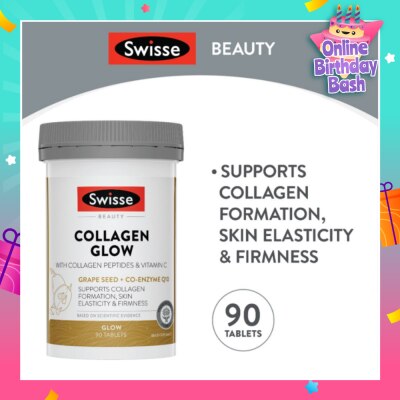 SWISSE Collagen Glow Tablet with Collagen Peptides & Vitamin C (Supports Collagen Formation Skin Elasticity & Firmness) 90s